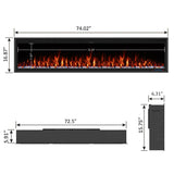 Benrocks 74'' Slim Electric Fireplace Inserts - WiFi-Enabled, Alexa & App Control, Recessed & Wall Mounted, 13 * 13 * 3 Flame Color Combinations, 750W/1500W, Black Benrocks