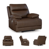 Signature Design by Ashley VonRyan Modern Zero Gravity Leather Match Power Recliner with Adjustable Headrest and USB Ports, Dark Brown Signature Design by Ashley