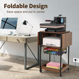 Kokorona Heat Press Table Stand with Vinyl Roll Holder & Charging Station, 3 Tier Heavy Duty Heat Transfer Machine Stand for Sublimation Print, Movable Rolling Metal Workbench with Folding Shelf Kokorona