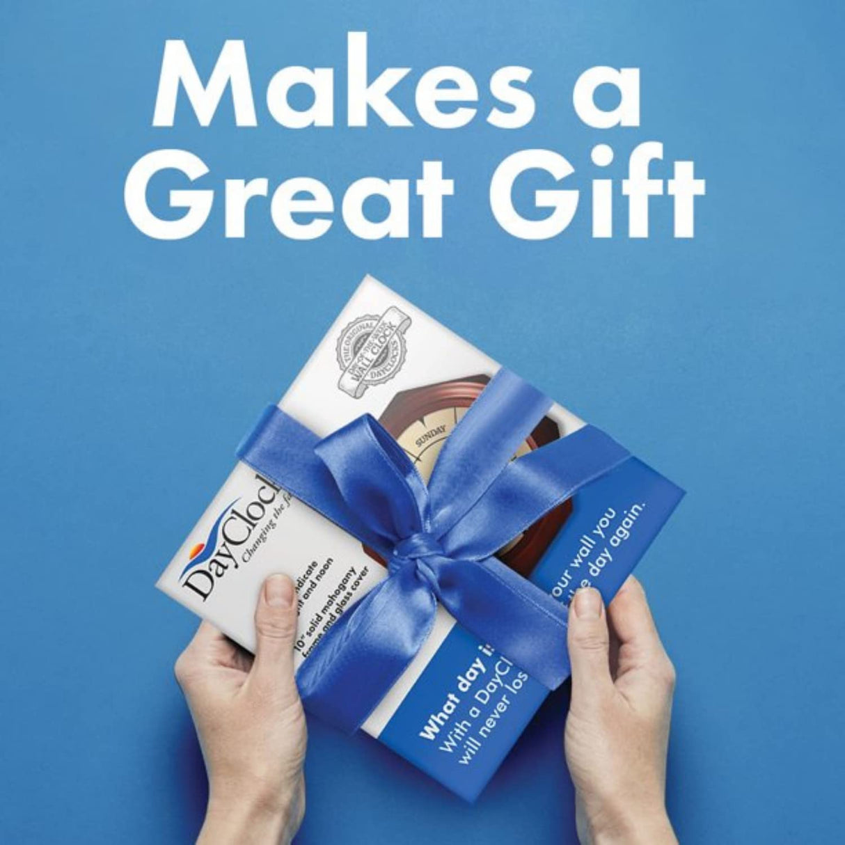 DayClocks Classic Day of The Week Wall Clock with Solid Wood Frame – Calendar Day Clock – Ideal Retirement Gift for Men & Women – Mahogany, 10" DayClocks