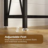 SUPERJARE 70 Inch Console Table with Outlet, Extra Long Entryway Table with Metal Frame and X-Shaped Design, Narrow Sofa Table for Living Room and Hallway - Rustic Brown SUPERJARE