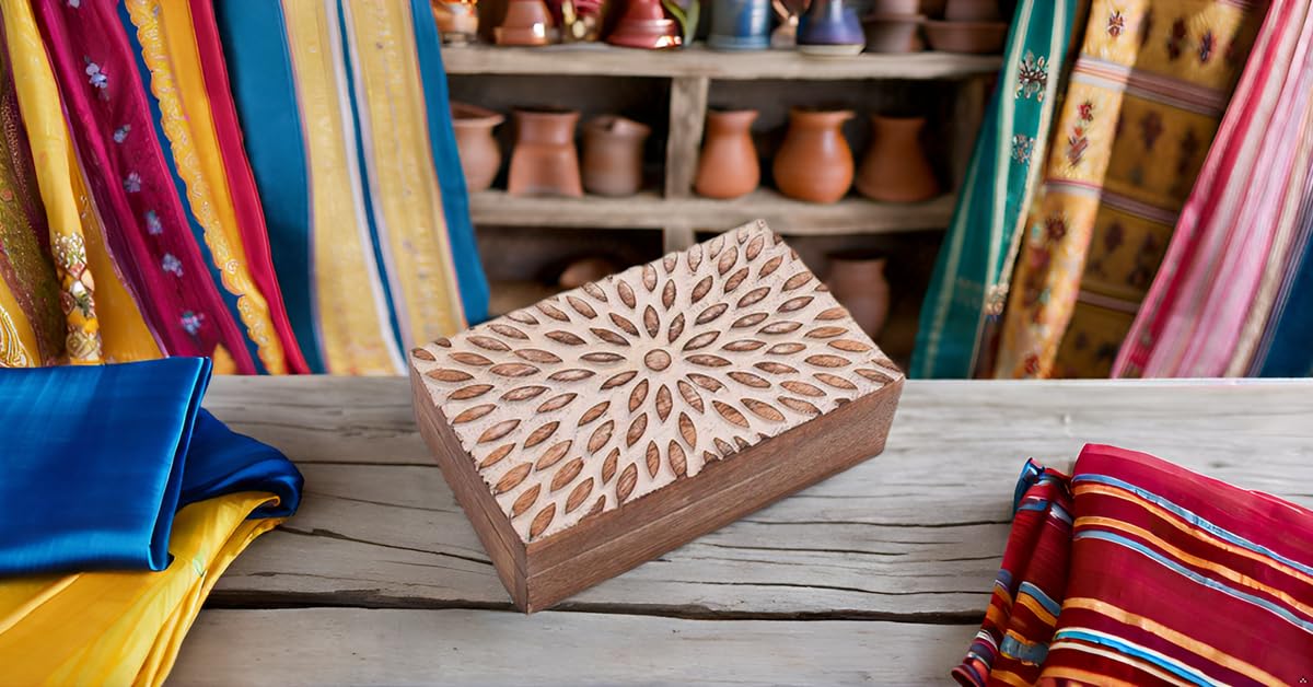 Great Birthday Gift Ideas Handmade Decorative Wooden Jewelry Box Jewelry Organizer Keepsake Box Treasure Chest Trinket Holder Watch Box Storage Box Housewarming Gifts Women The Great Indian Bazaar