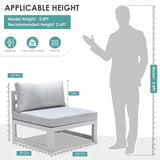 RADIATA 9 Pieces Aluminum Patio Furniture Set with Fire Pit Table, Morden Outdoor Sectional Sofa, Large Conversation Seat with Thick Cushion for Garden Backyard Deck Porch (White) RADIATA