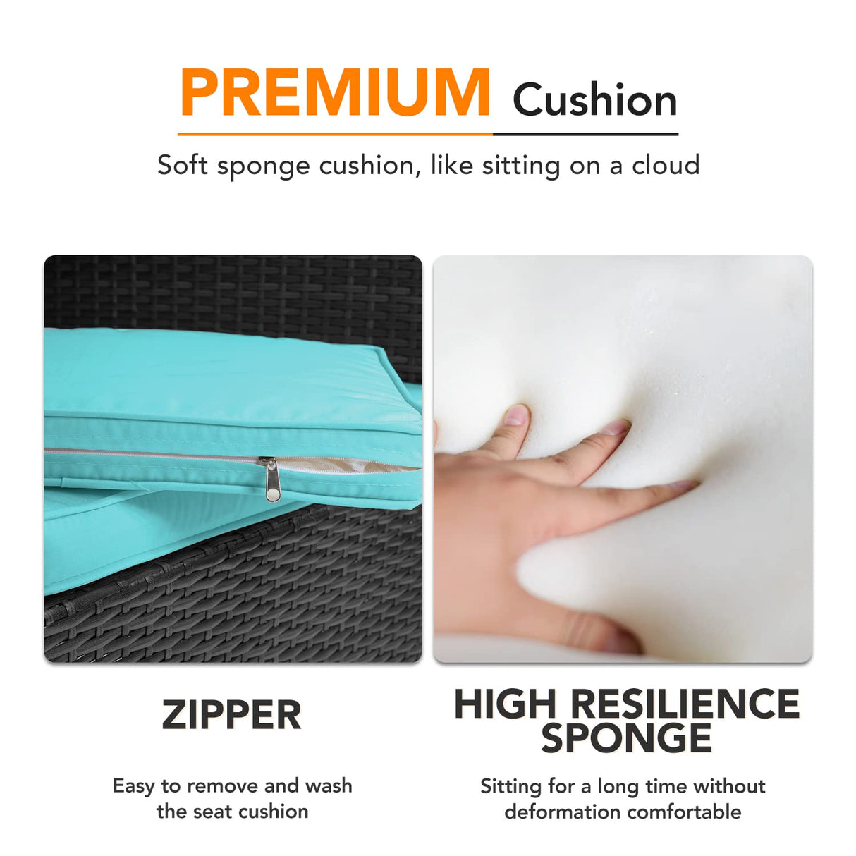 PayLessHere Outdoor Conversation Sets Rattan Furniture Wicker Rocking Chairs with Blue Cushions and Glass Coffee Table for Balcony Poolside Garden Patio Porch Backyard PayLessHere