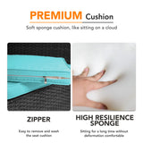 PayLessHere Outdoor Conversation Sets Rattan Furniture Wicker Rocking Chairs with Blue Cushions and Glass Coffee Table for Balcony Poolside Garden Patio Porch Backyard PayLessHere