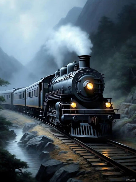 JXAVAXDE Diamond Painting Kits for Adults, Vintage Train in The Mountains 5D Diamond Art Kits Full Drill Diamond Dots with Diamonds Gem Art and Crafts for Home Room Decor Gifts 12x16 inch JXAVAXDE