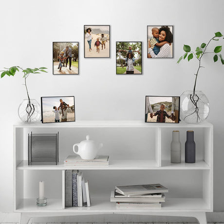 Americanflat Front Loading 8x10 Picture Frames in Black - Set of 6 - Thin Photo Frames with Shatter-Resistant Glass and Pop-In Easel Stand for Horizontal and Vertical Display Americanflat