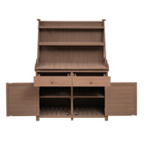CKLMMC 65inch Outdoor Potting Bench Table, Fir Wood Large Gardening Workstation with Storage Shelf, Drawer and Cabinet for Storage for Backyard, Mudroom (Brown/Fir Wood2) CKLMMC