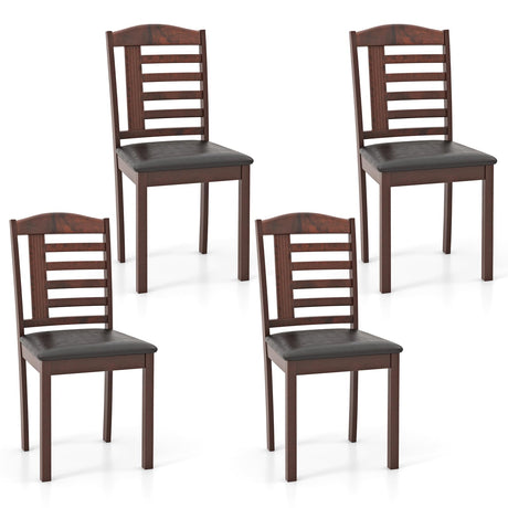 Giantex Wood Dining Chairs Set of 4, PU Leather Upholstered Kitchen Chairs w/Padded Seat, Rubber Wood Legs, High Back, Farmhouse Armless Accent Side Chairs for Living Room Restaurant, Oak Giantex