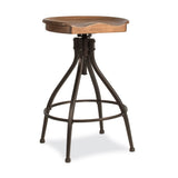 Hillsdale Worland Backless Metal Adjustable Height Stool with Wood Saddle Seat, Brown Hillsdale