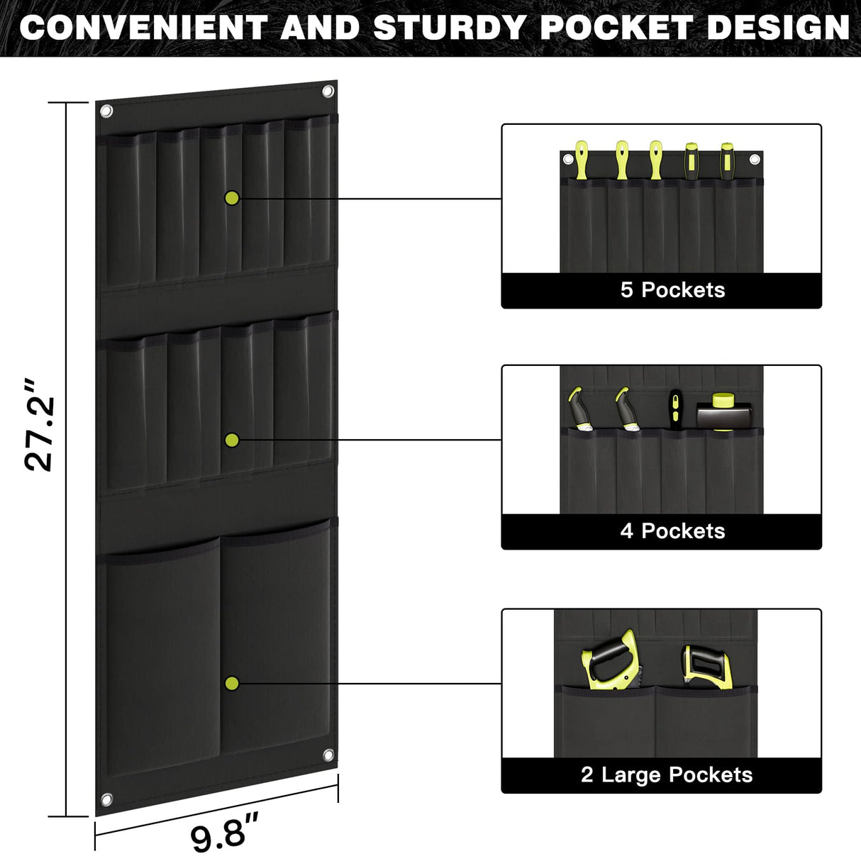 NattyDot Large Power Tool Organizer Cart with Charging Station 8 Drill Holder Garage Storage Standing Heavy Duty and Stability Storage Rack Utility Tool Shelf (Black) NattyDot