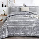 WONGS BEDDING Grey Comforter Set Twin, Reversible Gray Boho Down Alternative Comforter Set for All Season - 2 Pieces (1 Comforter + 1 Pillowcase), Microfiber Bedding Filling Duvet Set 68"x86" WONGS BEDDING
