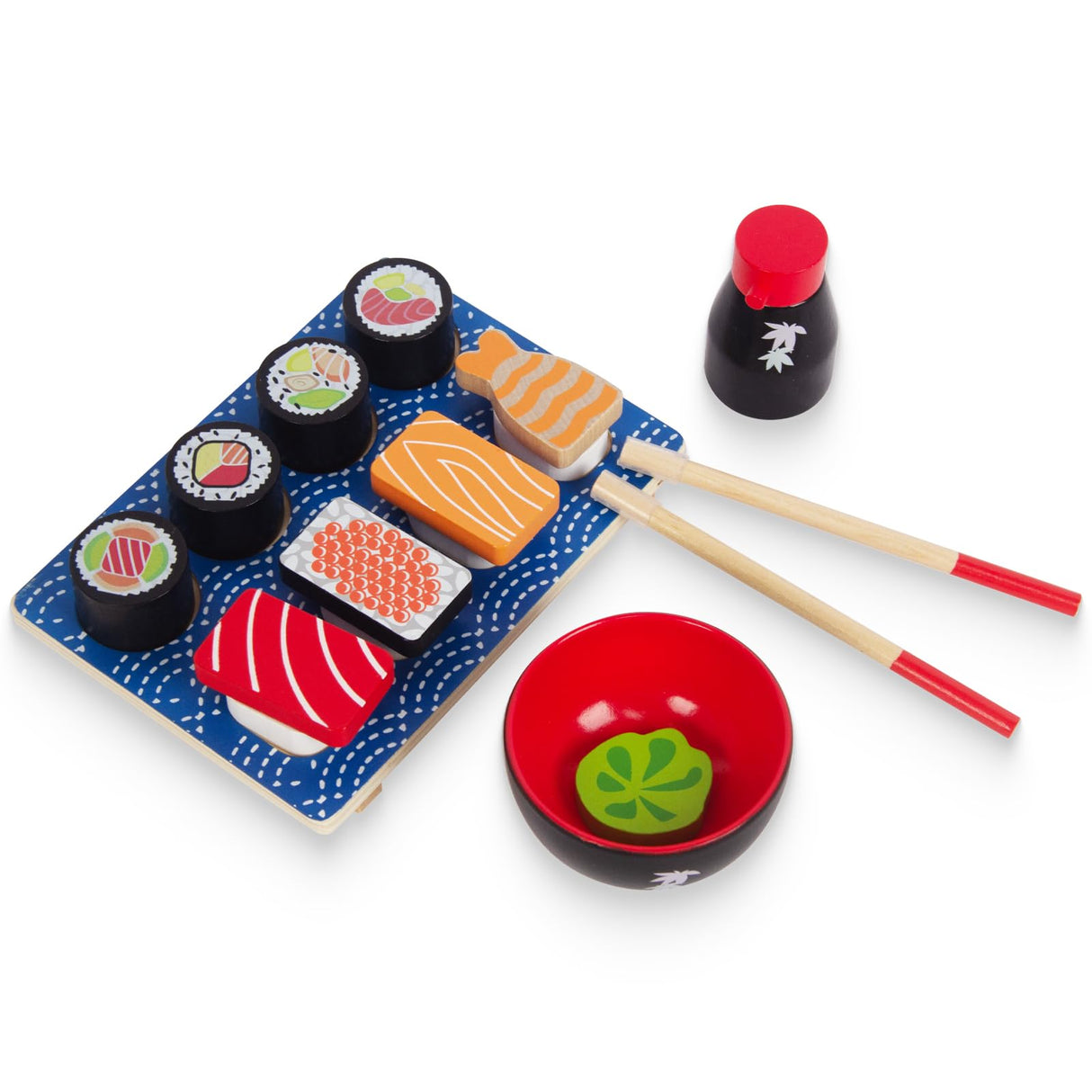 WoodenEdu Sushi Slicing Play Food Set, Wooden Pretend Play Kitchen Toys for Kids 3+, Sushi Food Play Learning Toy for Girls Boys WoodenEdu