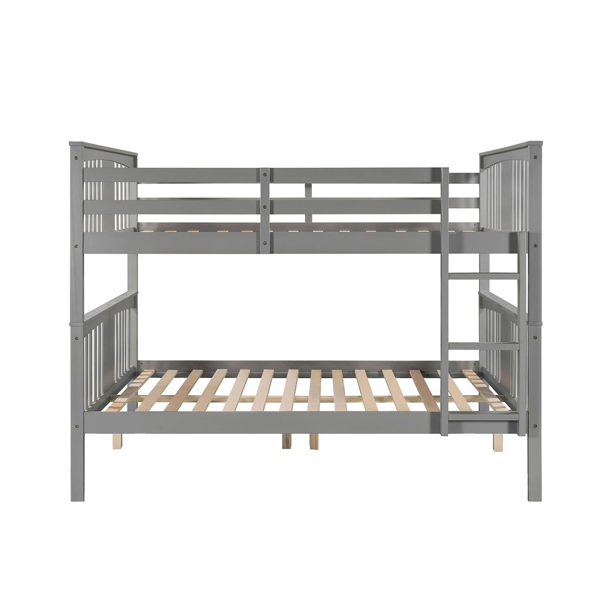 Merax Full Over Full Bunk Bed Convertible to Two Separate Beds, Solid Pine Wood Frame with Safety Guardrail & Headboard/Footboard, Sturdy Durable Design, for Teens/Adults, No Box Spring Needed, Grey Merax