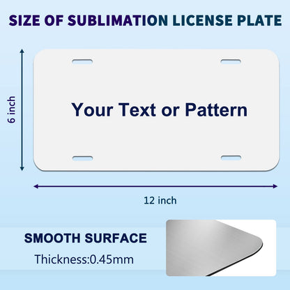 14 Pack Sublimation License Plate Blanks, Thickness 0.65mm Metal Automotive Sublimation License Plates Tag for Custom Design Work (White)