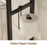 Rolanstar Over The Toilet Storage 4-Tier, Freestanding Bathroom Organizer, Sturdy Behind Toilet Rack with Hooks, Space-Saving Design, Fits Most Toilets, Rustic Brown Rolanstar