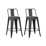 AC Pacific 24” Metal Barstool Set of 2 – Country Rustic Style with Low Back, Lightweight & Sturdy Build, Easy Assembly – Matte Black AC Pacific
