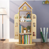 Heehee 360° Rotating Wooden Bookshelf for Kids - Eco-Friendly Floor Stand Book Rack Heehee