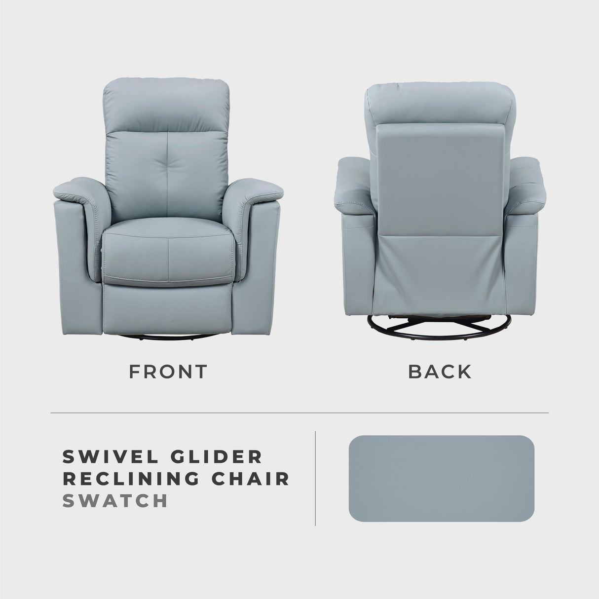 Lexicon Swivel Glider Recliner Chair, Comfy Nursery Glider, Top Grain Leather Match Recliner, Manual Reclining Chair for Living Room/Office/Apartment, Blue Lexicon