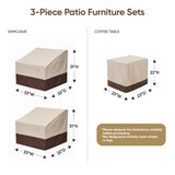loriano Patio Furniture Covers Set, 3 Piece Outdoor Furniture Cover Waterproof, 600D Heavy Duty Lawn Furniture Covers Set loriano