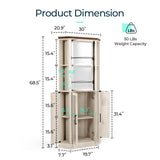 LINSY HOME Corner Bar Cabinet, 68.5" Tall Farmhouse Wine Cabinet with Rotating Liquor Shelves, Home Bar Cabinet with Barn Door & Adjustable Shelves for Dining Room, Living Room, Kitchen, Washed Gray LINSY HOME