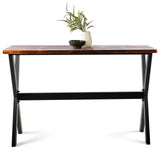 LOKKHAN 47.24" Rustic Brown Bar Table with Industrial Black Metal Frame - Perfect for Small Spaces LOKKHAN