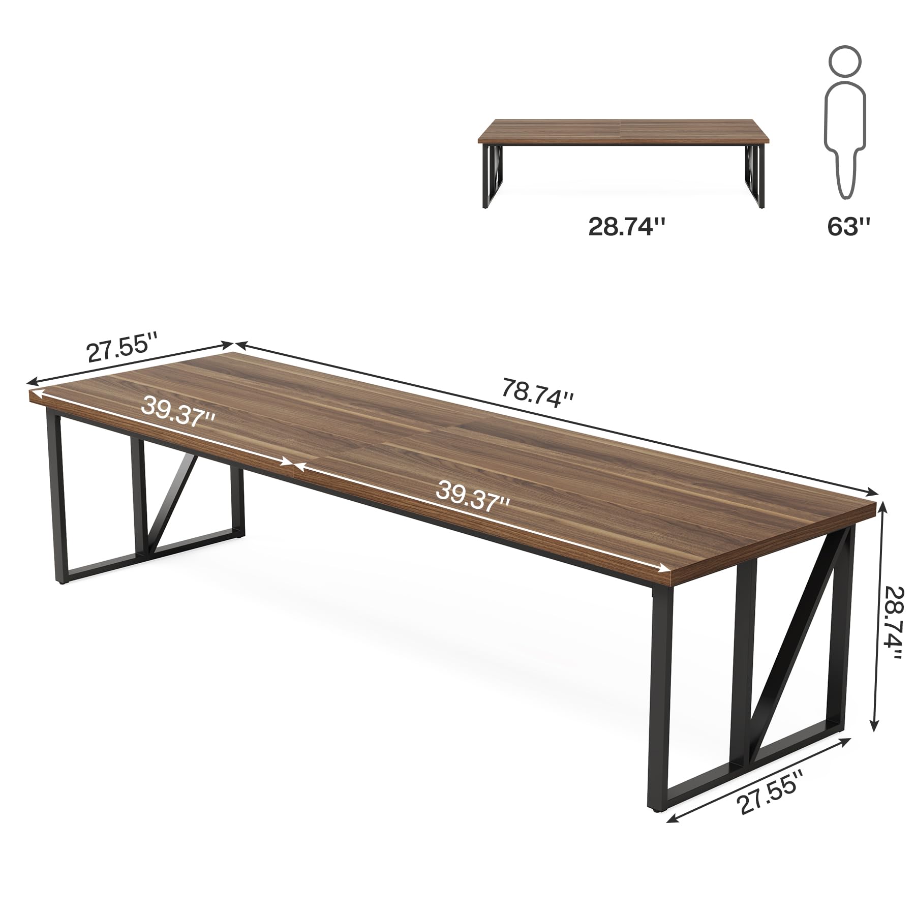 Tribesigns 13FT Conference Room Table: Large Rectangular Meeting Seminar Table for 10-14 People, Wood Long Training Table with Heavy-Duty Frame, Business Table for Office, 2PCS - WoodArtSupply