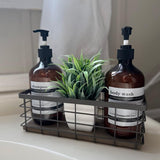 TIEYIPIN Farmhouse Small Metal Wire Storage Basket Bin, Rustic Home Storage Organizer with Wooden Bottom for Kitchen, Cabinets, Bathroom Counter, Pantry, Garage, Laundry Room - Black (4 Pack) TIEYIPIN