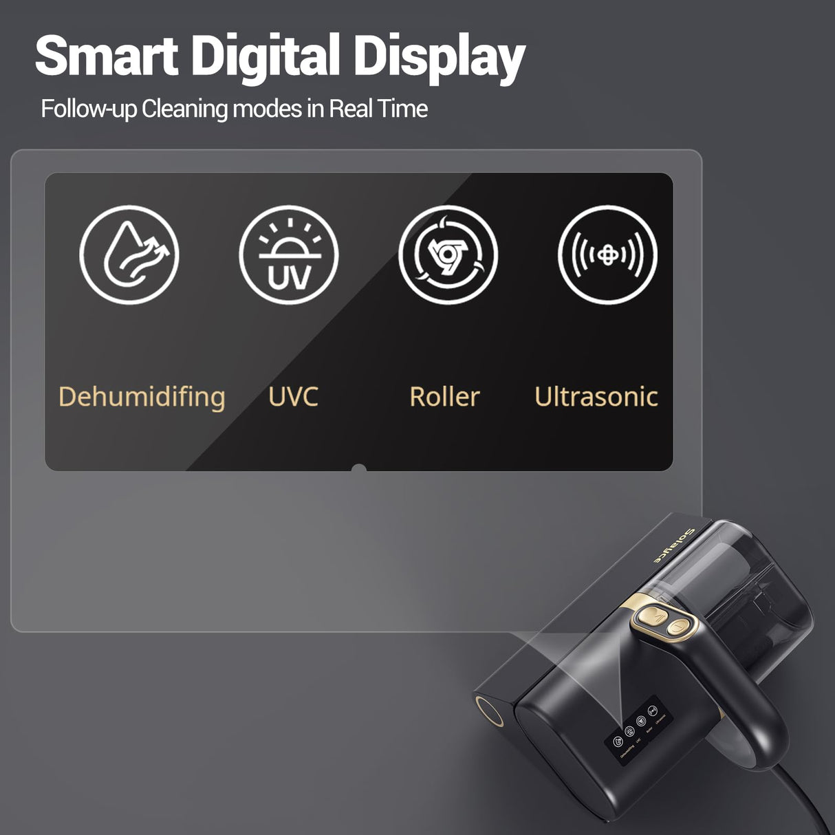Solayce Bed Vacuum Cleaner, 16Kpa Suction 500W Powerful Double Cup Mattress Cleaner, Mattress Vacuum Cleaner with Dust Sensor, Ultrasonic & Heating Tech, HEPA Filter（Corded） Solayce
