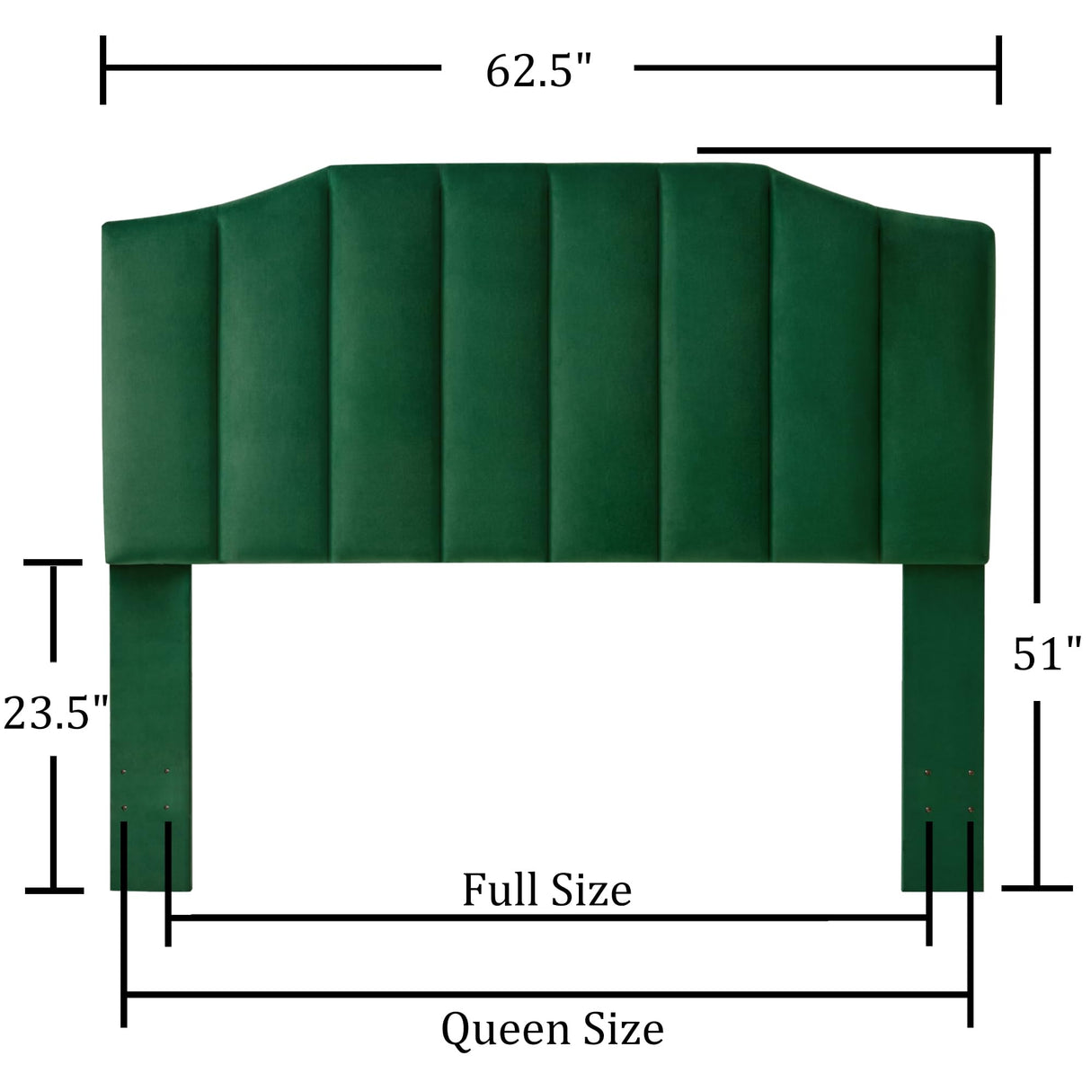 Befurtori Velvet Upholstered Queen/Full Headboard, Tufted Headboard for Queen/Full Bed, Modern Vertical Channel Design with Curved Tufted Solid Wood Befurtori