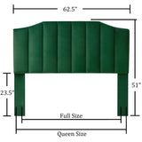 Befurtori Velvet Upholstered Queen/Full Headboard, Tufted Headboard for Queen/Full Bed, Modern Vertical Channel Design with Curved Tufted Solid Wood Befurtori