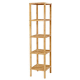 SONGMICS 5-Tier Bamboo Bathroom Shelf, Narrow Shelving Unit, Multifunctional Storage Rack, Corner Rack, for Kitchen, Living Room, Bedroom, Entryway, Bathroom, Natural UBCB55Y SONGMICS