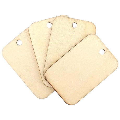 JAPCHET 200 PCS Wood Gift Tags Blank, 2.24 x 1.26 Inch Unfinished Wood Tags with Hole and 65 FT Hemp Rope, Blank Wood Tags for Hanging, DIY Craft and Home Decoration JAPCHET