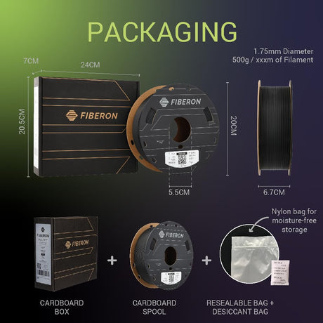 Polymaker Fiberon PA6-GF Glass Fiber Nylon Filament 1.75mm Grey 0.5kg, Fiberon PA6-GF Nylon Warp Free 1.75mm 3D Printing Filament POLYMAKER
