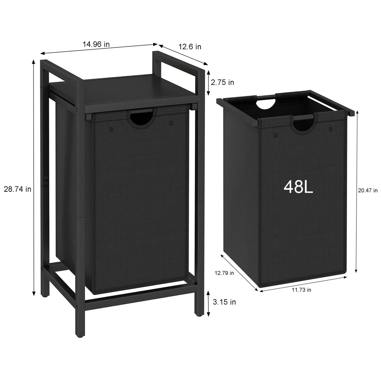 LAATOOREE Laundry Hamper, Two-Color Laundry Basket with Removable Laundry Bag and Top Shelf, Clothes Hamper for Samll Space,Laundry Room, Bedroom, Bathroom LAATOOREE