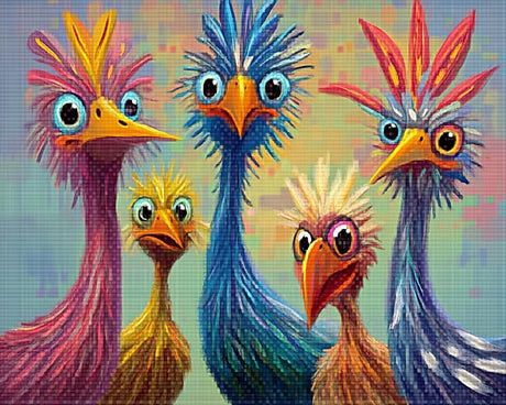 Colorful Funny Birds Paint by Number for Adults Beginners Mosaic Colored Birds DIY Painting on Canvas with Brushes Acrylic Paints Graffiti Paint by Numbers for Home Decor 16x20 Inch（Without Frame） MSTINGSHUN