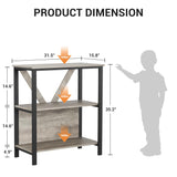 GarveeHome 3 Tier Bookshelf with LED Lights, Bookcase with Open Display Shelves, Wood and Metal Standing Bookshelf with Storage Rack for Living Room Bedroom Home Office, Grey GarveeHome