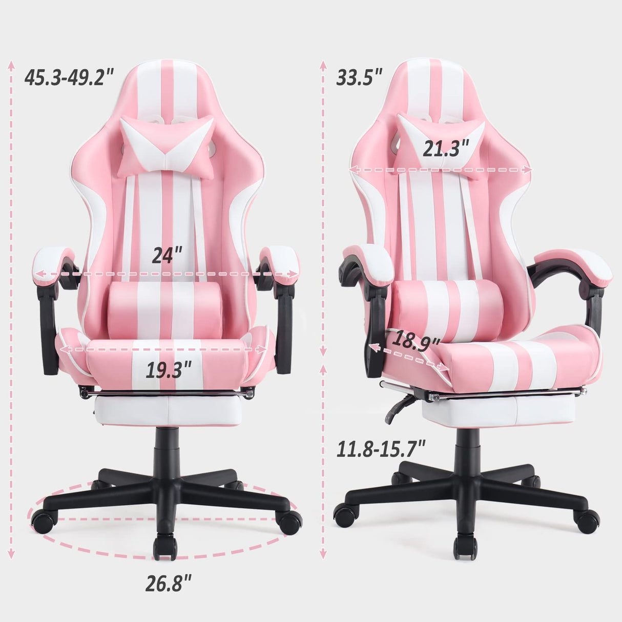 Ferghana Gaming Chairs with Footrest,Computer Game Chair,Massage Gaming Chairs,Christmas,Xmas Gift,PC Gaming Chairs for Adults Teens for Gaming Live Streaming Room(Pink,Racing Version) Ferghana