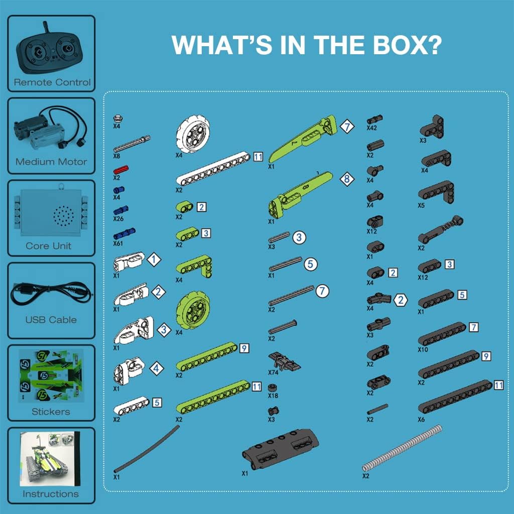 BIRANCO. Remote Control Tracked 3in1 Stunt Racer Building Kit - RC Car STEM Construction Toy, Gift Idea for Kids, Boys and Girls Ages 8-12 Year Old (353 Pcs) BIRANCO.