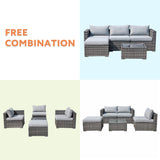 Super Patio Outdoor Patio Furniture Set, 5 Piece PE Wicker Rattan Outdoor Sectional, All-Weather Patio Conversation Set with Gray Cushions and Coffee Table, Steel Frame Super Patio