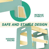 WOOD CITY Kitchen Step Stool - Safe Montessori Standing Tower for Kids with Safety Rail, Height Adjustable Toddler Ideal Helper for Learning New Skills, Anti-Slip Protection for Bathroom - Green… WOOD CITY