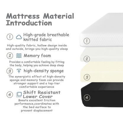 LIYIH 10 Inch Queen Mattress, Memory Foam Mattress, Guest Room Mattress, Comfort Level of This Mattress is Extraordinary,Improved Sciatica CertiPUR Certification【New Version】