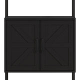 Yusong 73" Tall Bookshelf with Cabinet, Farmhouse Ladder Wall Mount Shelf Industrial Bookcase with Wood and Metal Frame, Plant Shelf Wall Storage Book Case Display for Living Room Bedroom Black Yusong