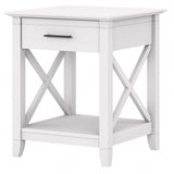 Bush Furniture Key West Nightstand with Drawer, 20D x 20W x 24H, Pure White Oak Bush Business Furniture