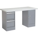 Global Industrial 60" W x 30" D Workbench, 1-3/4" Laminate Square Edge Top, 2 Drawer/Cabinet Global Industrial