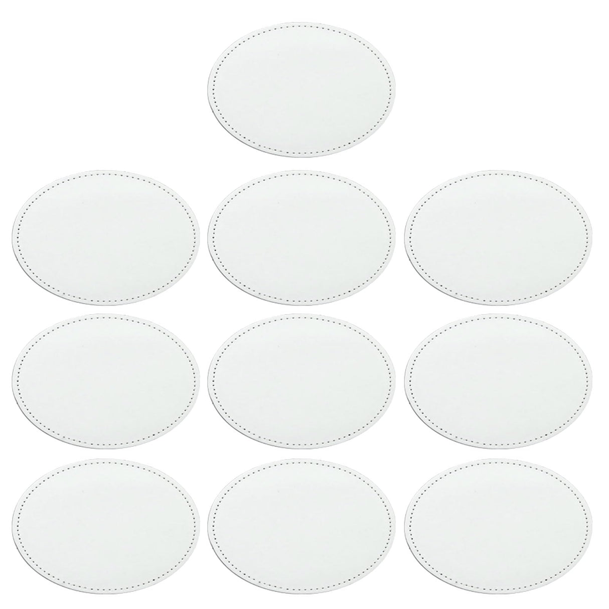 GREYWAWA 10 Pcs Sublimation Patches Blank Iron on Patches 8 Shapes Blank Leather Hat Patches for Hat Shirt Dress Sweater Jeans, 7.6cm/2.99in, Round 3 GREYWAWA