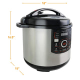MegaChef 12 Quart Digital Pressure Cooker with 15 Preset Options and Glass Lid, Silver Megachef