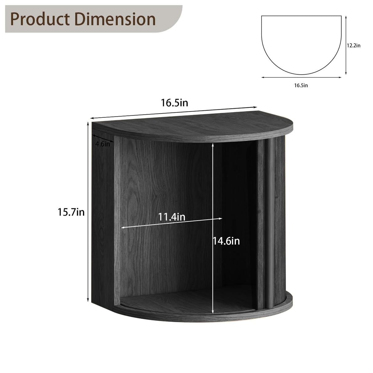 Floating Curved Nightstand Set of 2,Wooden Fluted Wall Mounted Small Bedside Table with Sliding Roller Shutter Door Storage,Suitable for Modern Small Space Bedroom(Floating nightstand-Black-06) Ktfhvgy