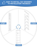 ALANNG 70.7-Inch Folding 6-Tier Metal Bookshelf - Versatile Heavy-Duty Bookcase (White, 2-Pack) ALANNG