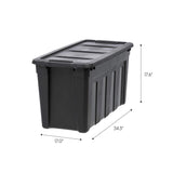 IRIS USA 31 Gallon Heavy Duty Storage Totes with Easy-Grip Handles, 4 Pack - Large Bins with Lids Garage Organizing Tubs, Durable Stackable Utility Containers, Made in USA - Black Iris Ohyama